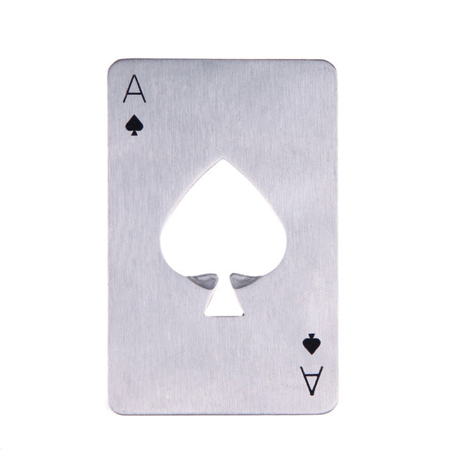 2 PCS Stainless Steel Bottle Beer Opener Poker Playing Card Spades Soda Bottle Cap Opener