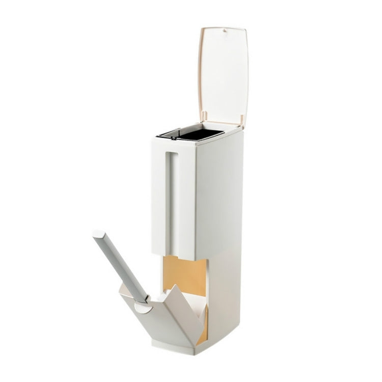 Bathroom Toilet Toilet Brush Integrated Pressing Open Lid Square Trash Can Set with Brush