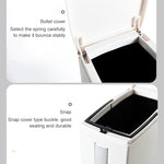 Bathroom Toilet Toilet Brush Integrated Pressing Open Lid Square Trash Can Set with Brush