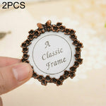 2 PCS Creative Metal Vintage Photo Frame, Fawn, Pumpkin, Fence, Butterfly Round, Paris, Heart Keychain, Square Keychain, Oval, Lace Square, Love Round, Butterfly Square, Lace Heart, Golden Square, Gray Square