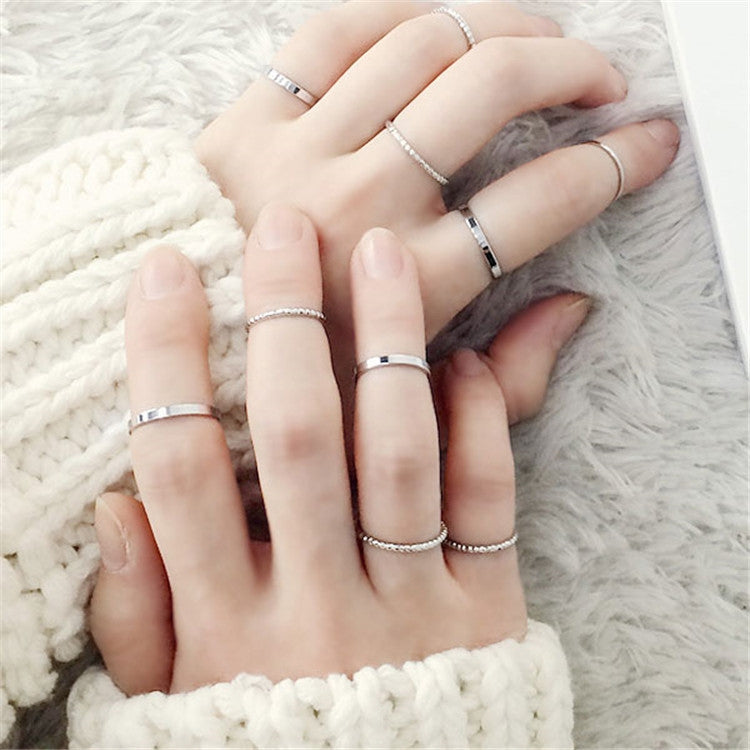 Simple Design Vintage Joint Rings Sets, J7213 Gold, J7214 Sliver