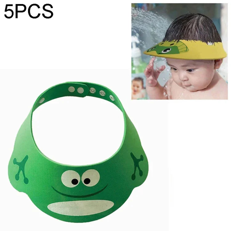 2 PCS Baby Kids Cap Shower Cap Baby Bath Cap Shower Hat Bath Visor Kids Bath Wash Hair Shield Hat, Pink Pig, Yellow Dog, Green Frog