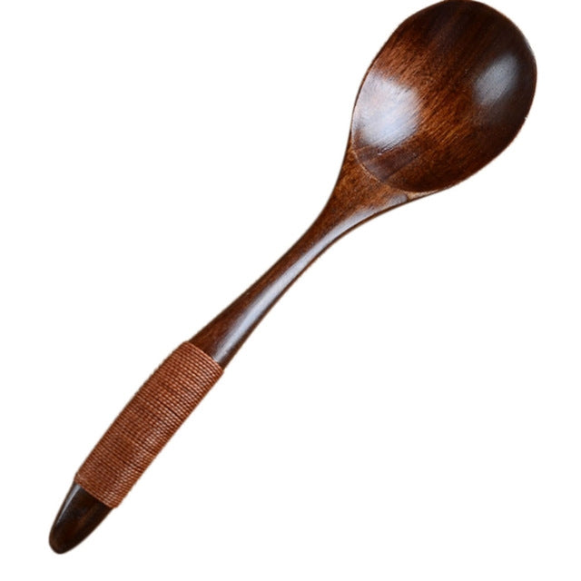 10 PCS Eco Wooden Spoon Flatware Kitchen Soup Coffee Stirring Spoons Cooking Utensil Coffee Tea Mixing Spoons, Coffee Spoon(Brown), Coffee Spoon(Black), Coffee Spoon(Light Brown)