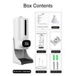 K9 Pro Plus Handsfree Non-contact Body Thermometer + 1000ml Automatic Non-contact Liquid Soap Dispenser with Base Mount, 15 Languages Voice Broadcast, K9 Pro Plus