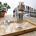 Stainless Steel Clear Heat Resistant Glass Filter Tea Pot, Capacity: 750ml, Capacity: 750ml