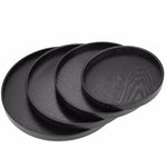 Creative Round Solid Wood Tea Tray Hotel Wooden Tay Storage Tray, Diameter: 30cm, Black, Diameter: 30cm