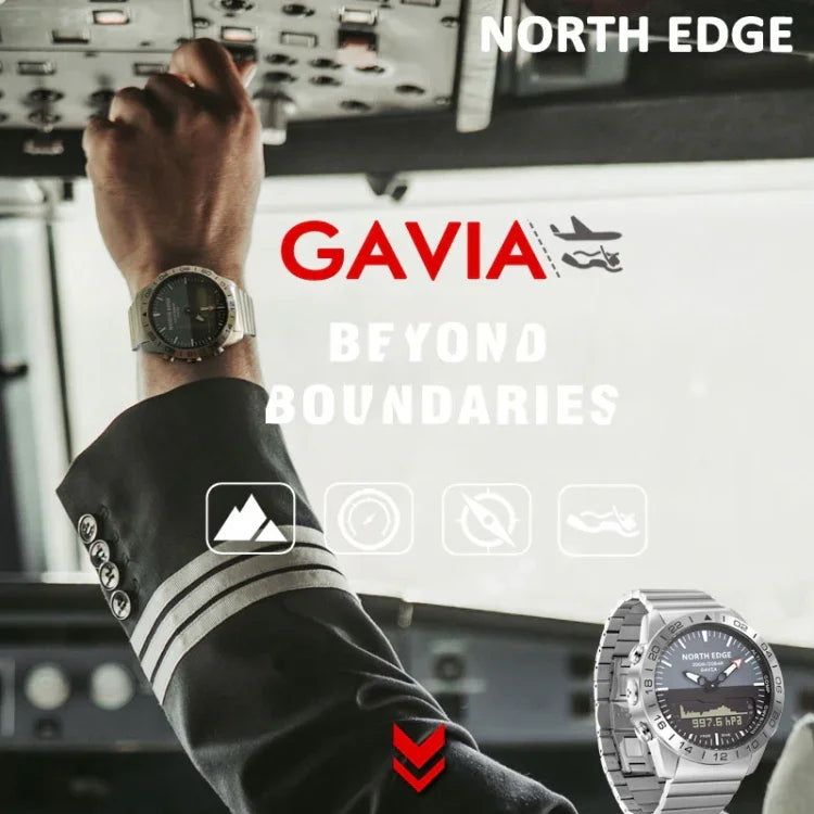 North Edge GAVIA Men Outdoor Sport 50m Waterproof Smart Digital Watch Diving Watch, Support Barometer & Pedometer, GAVIA