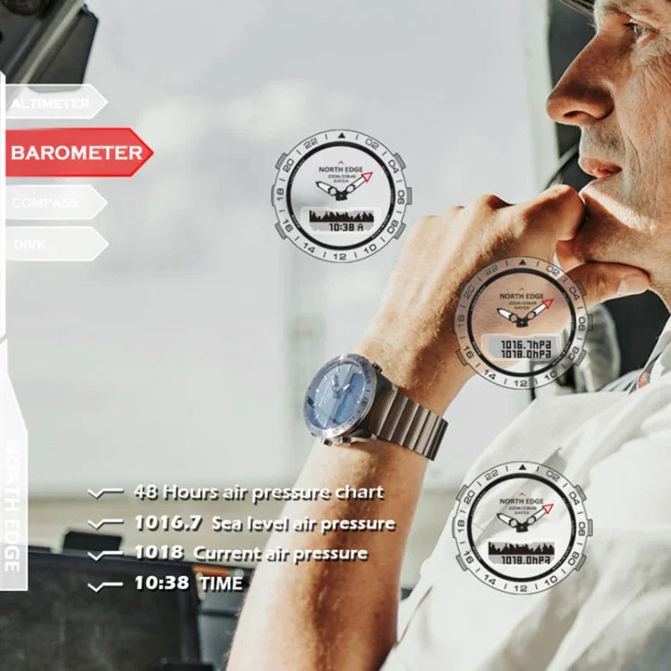 North Edge GAVIA Men Outdoor Sport 50m Waterproof Smart Digital Watch Diving Watch, Support Barometer & Pedometer, GAVIA