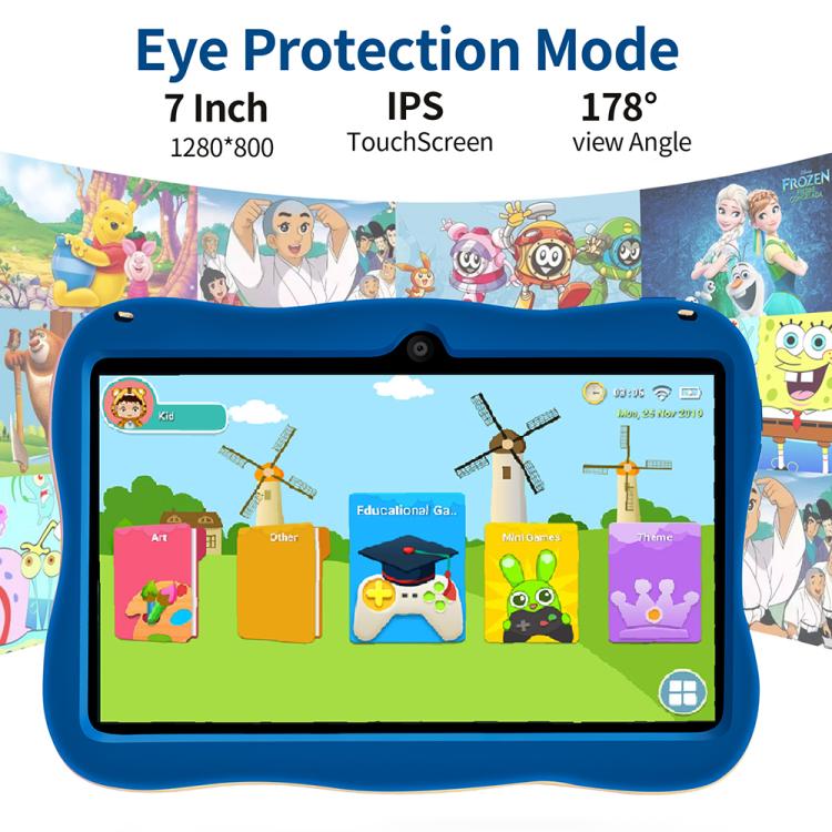 BDF 7 inch WiFi Kids Tablet PC with Spaceman Silicone Case, 2GB+32GB, Android 8.1 MTK6735 Quad Core CPU, US Plug, 4GB+64GB