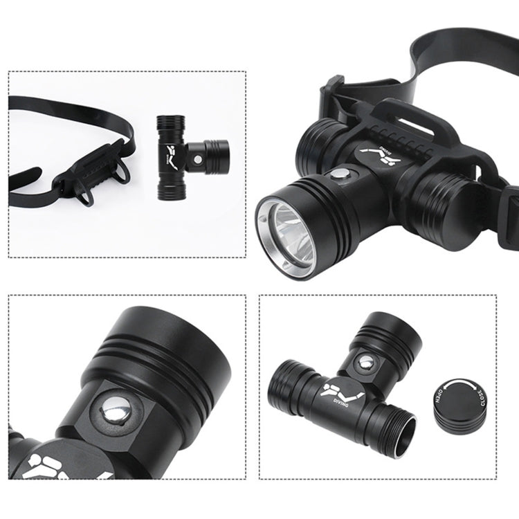 60m Underwater Photography Video Fill-up Headlight Diving Flashlight with Battery Display Function(Headlight+Battery+Charger)
