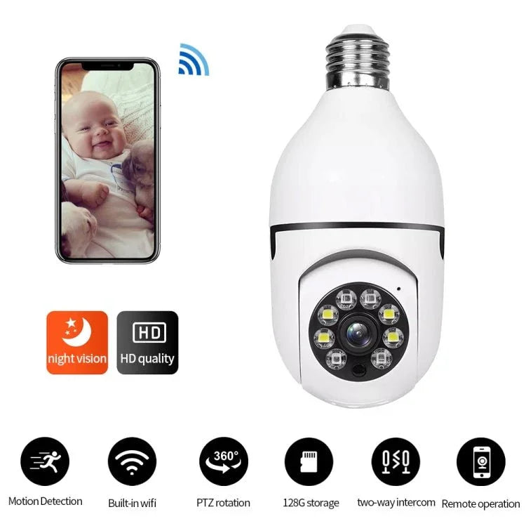 A6 2MP HD Light Bulb WiFi Camera Support Motion Detection/Two - way Audio/Night Vision/TF Card - Trustpick