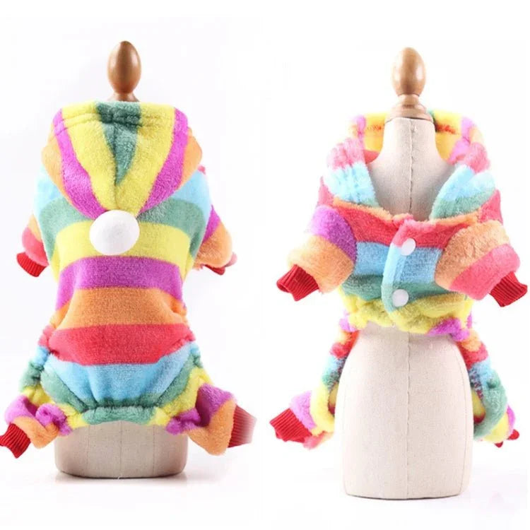 Dog Pajamas Fleece Jumpsuit Autumn Winter Dog Clothes Four legs Warm Pet Clothes - Trustpick