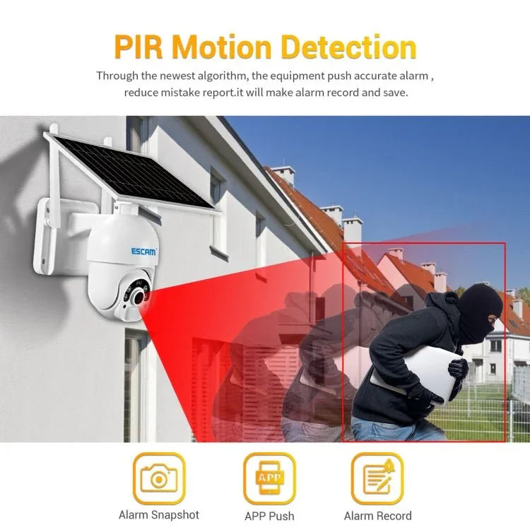 ESCAM QF450 HD 1080P 4G EU Version Solar Powered IP Camera with 128G Memory, Support Two - way Audio & PIR Motion Detection & Night Vision & TF Card - Trustpick