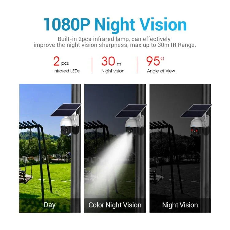ESCAM QF624 1080P HD IP66 Waterproof WiFi Solar Panel PT IP Camera without Battery - Trustpick