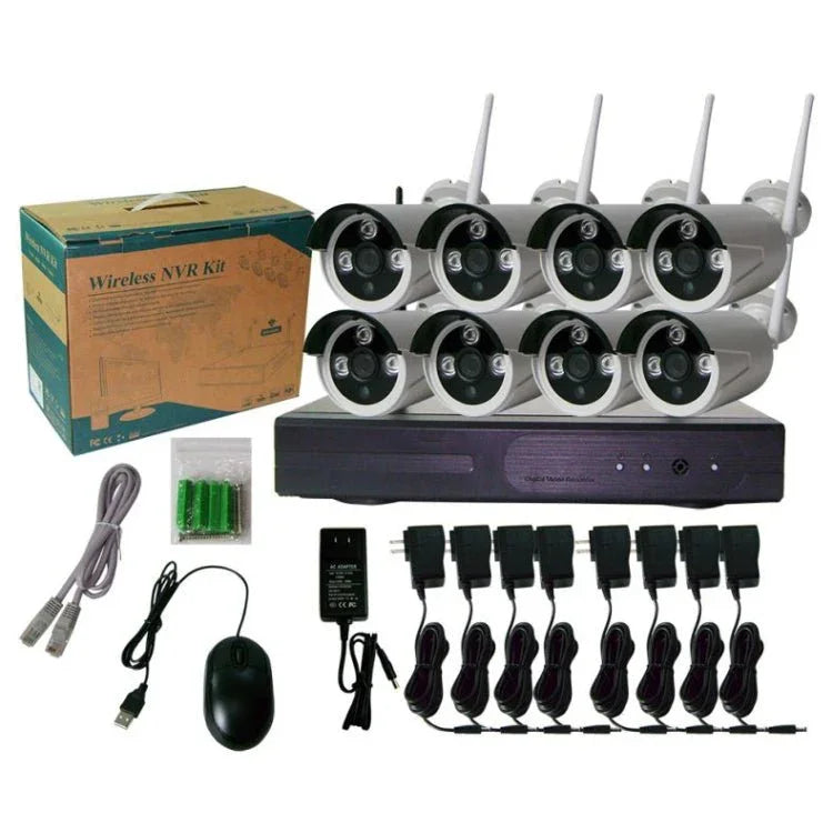 K9608W - PE2013W 8CH HD 960P 1.3 Mega Pixel 2.4GHz WiFi IP Bullet Camera + NVR Kit - Trustpick