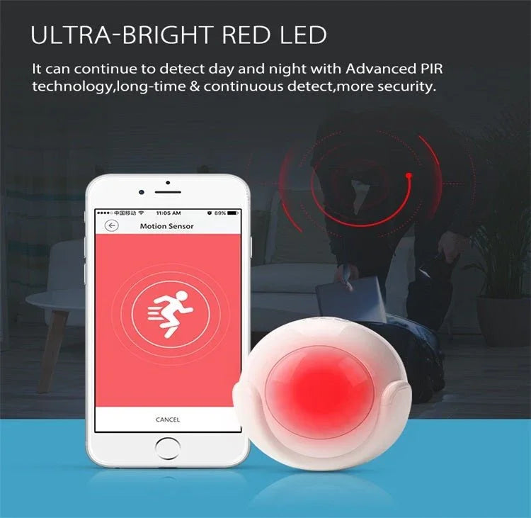 NEO NAS - PD01W Wireless WiFi PIR Detector Motion Sensor, Support Android / IOS systems & Ultra - bright Red LED - Trustpick