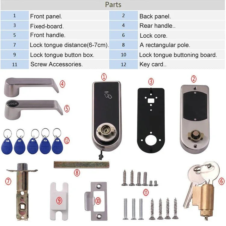 OS8818 Password + Key + Sensor Card Zinc Alloy Electronic Door Lock Touch Screen Electronic Code Lock - Trustpick